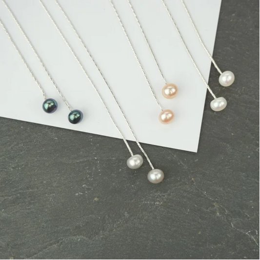 Silver Pearl Through Earrings