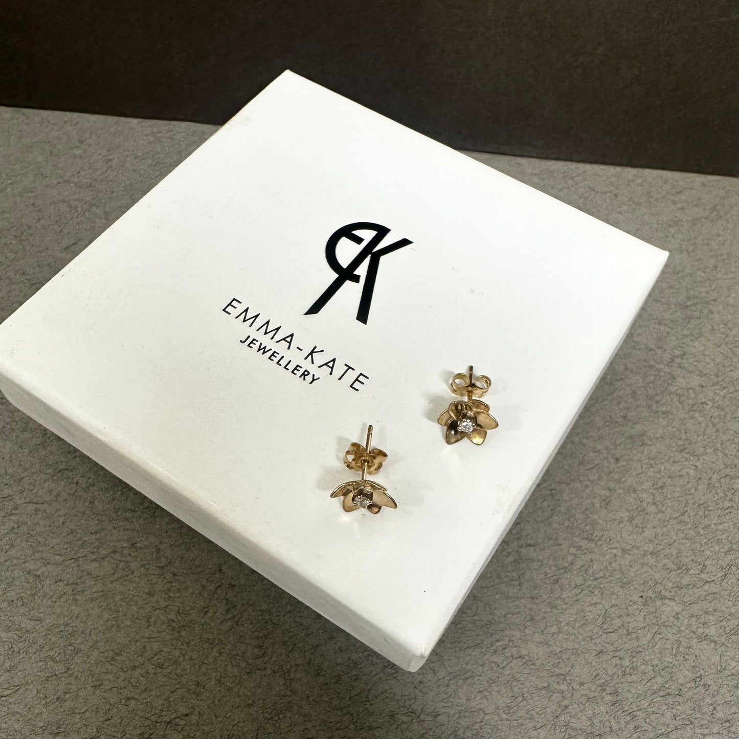 Dainty Diamond Daffodil Gold Stud Earrings