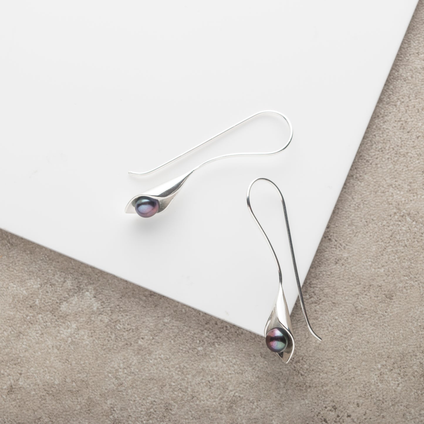 Calla Lily Pearl Drop Earrings