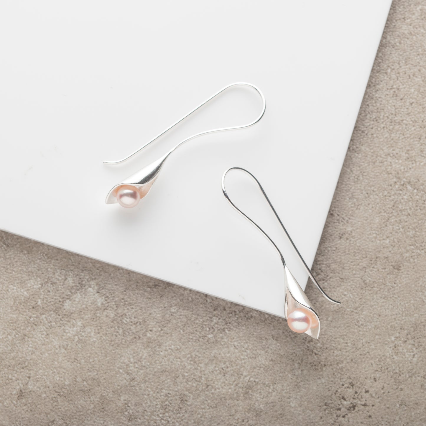 Calla Lily Pearl Drop Earrings