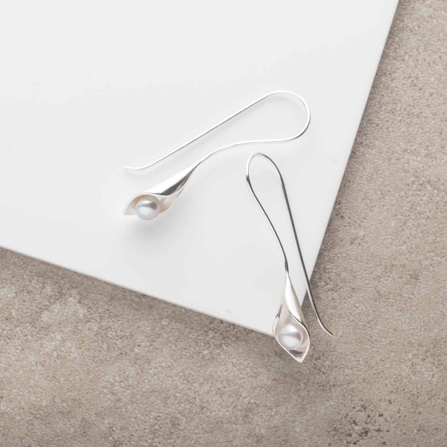 Calla Lily Pearl Drop Earrings