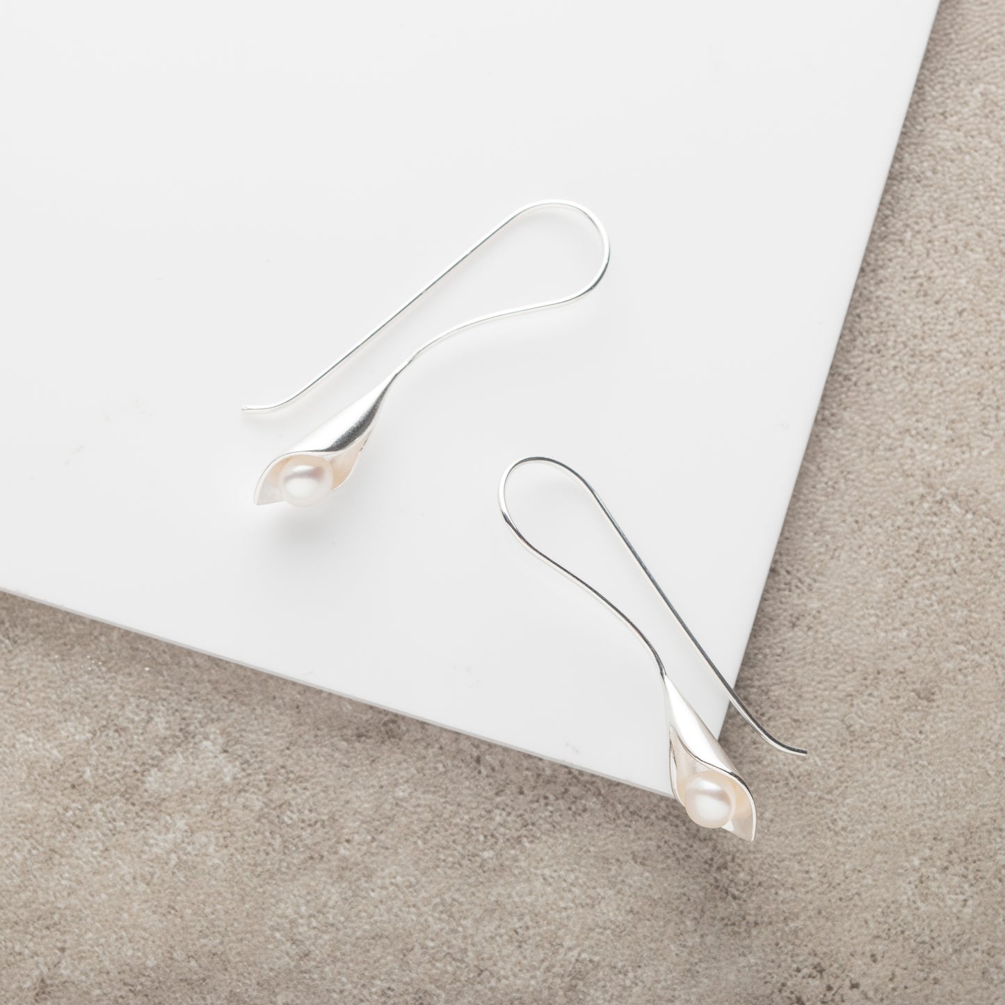 Calla Lily Pearl Drop Earrings