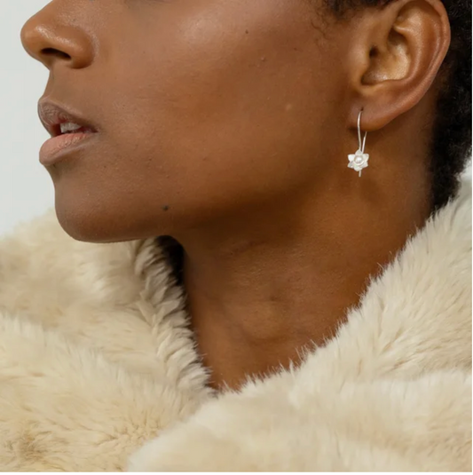 Dainty Daffodil Pearl Drop Earrings