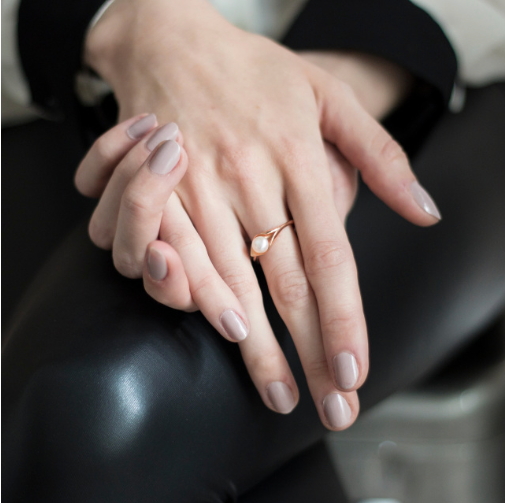 Gold Calla Lily Pearl Ring