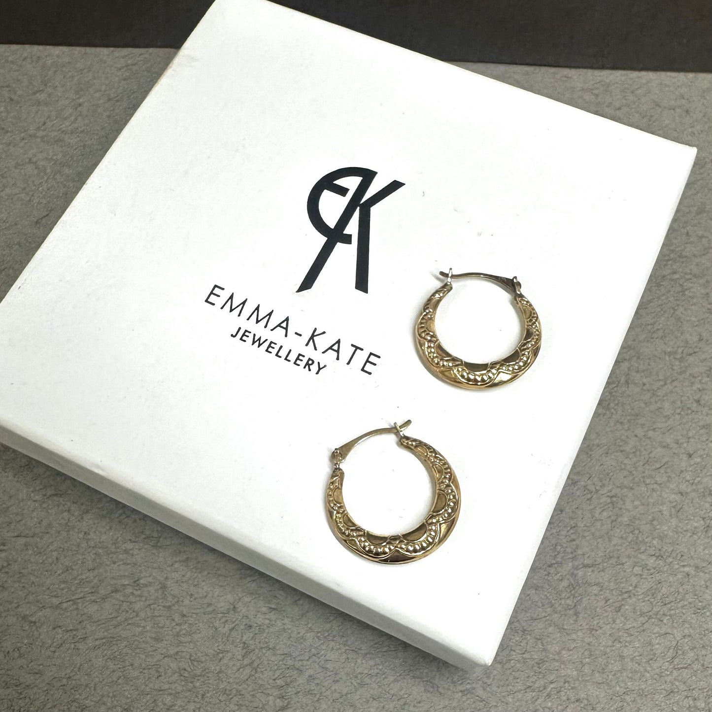 Vintage 9k Yellow Gold Creole Hoop Earrings