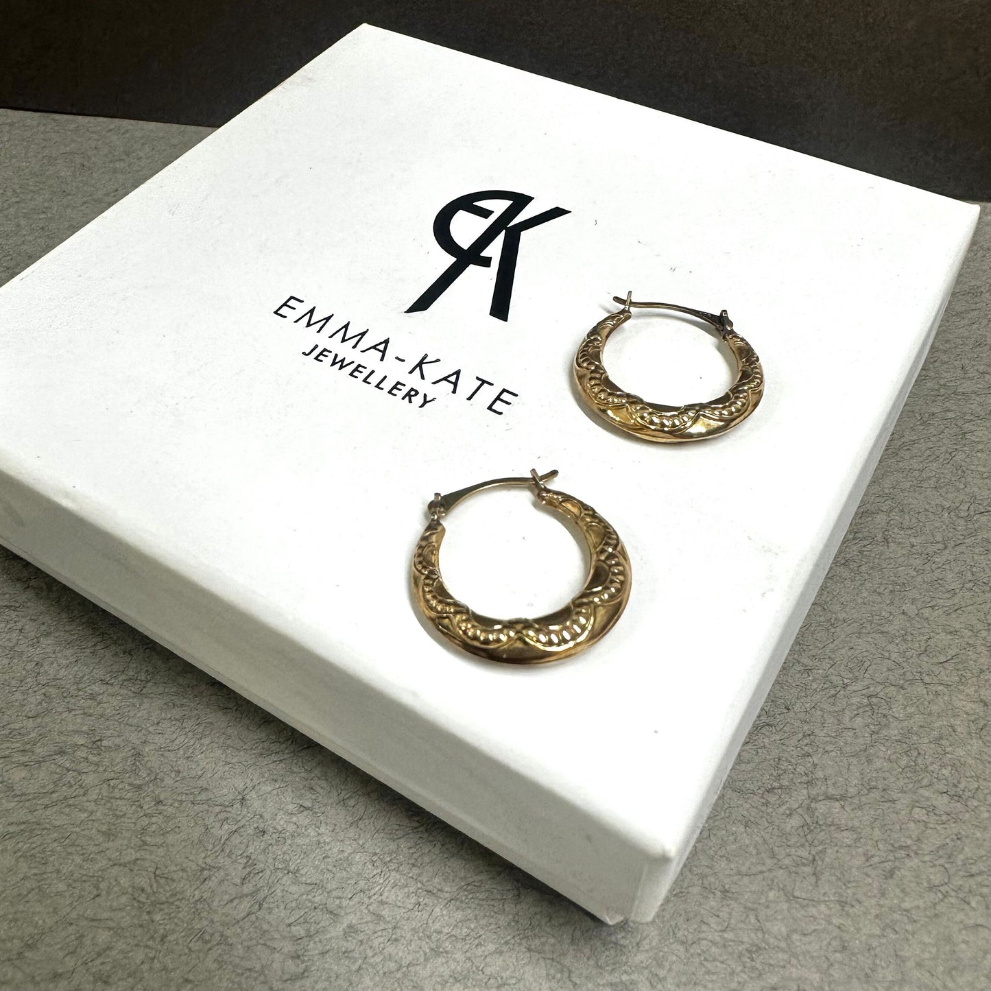Vintage 9k Yellow Gold Creole Hoop Earrings