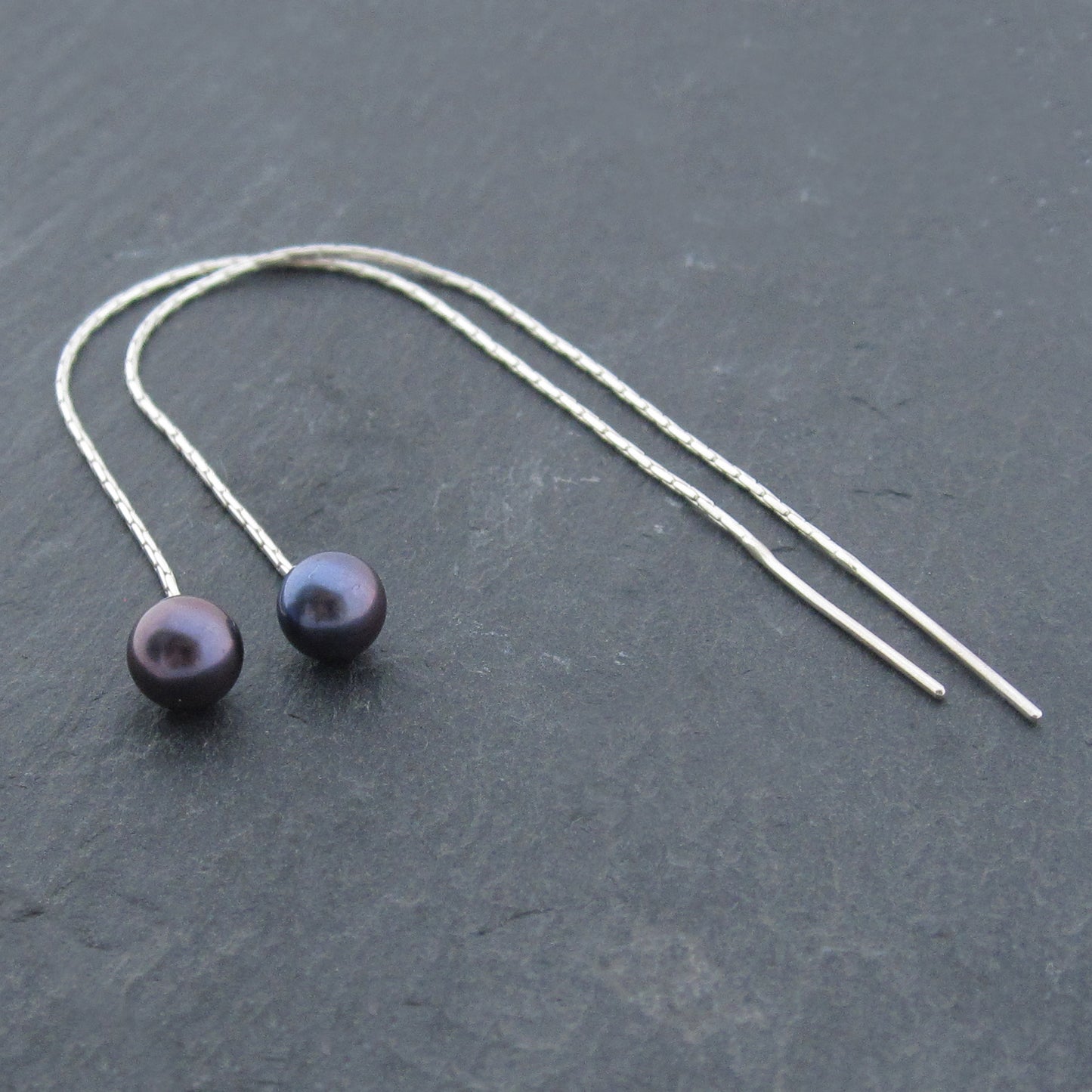 Silver Pearl Through Earrings