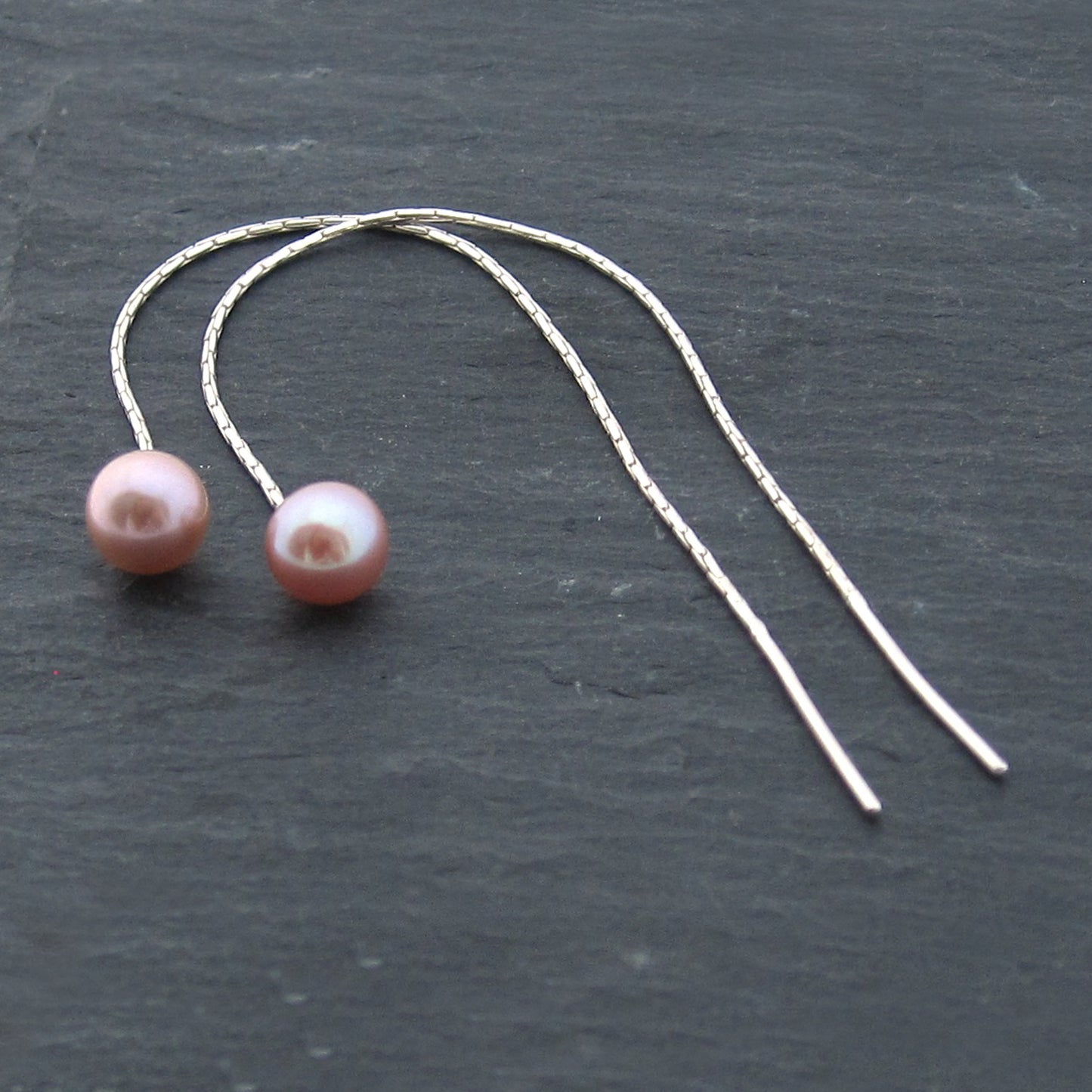 Silver Pearl Through Earrings