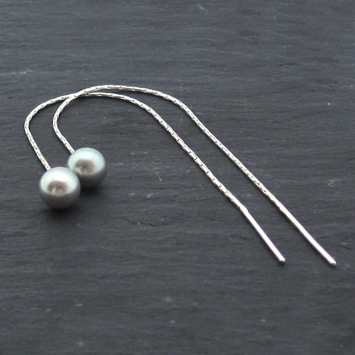 Silver Pearl Through Earrings