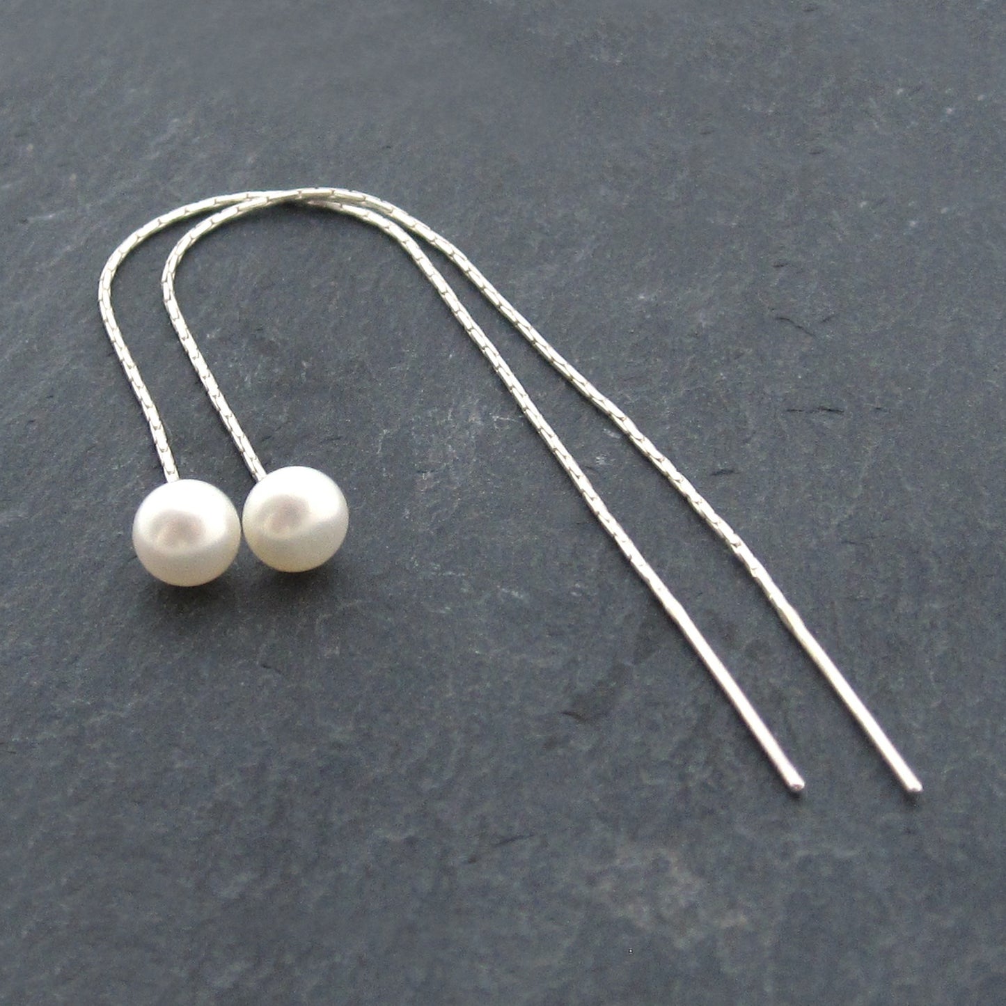 Silver Pearl Through Earrings