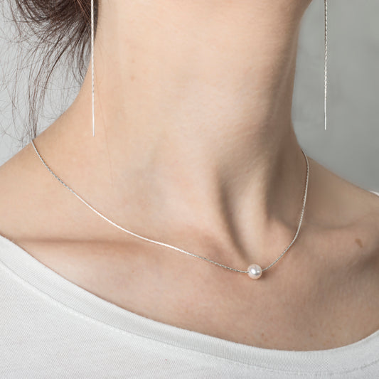 Silver Pearl Through Necklace