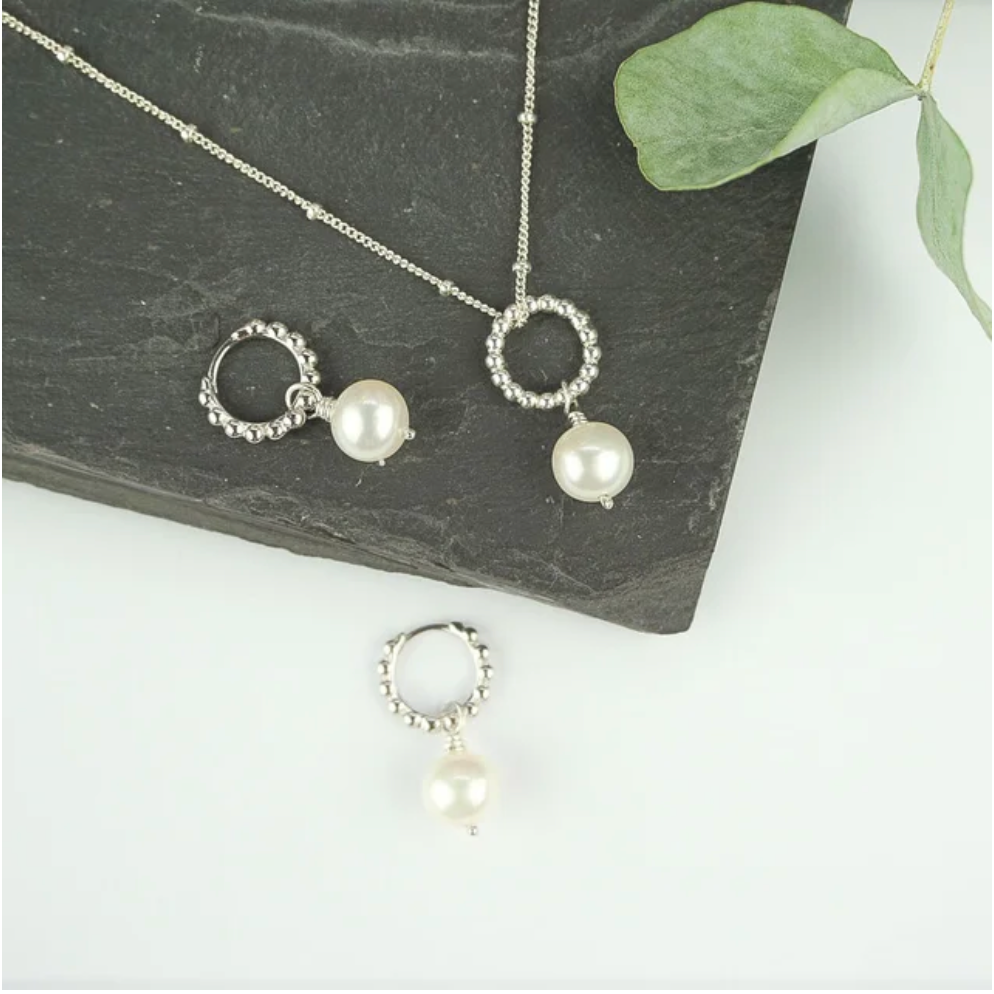 Luna Pearl Drop Pendant & Earrings Set